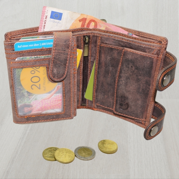 Flevado Herrengeldbörse Echt Leder RFID Schutz Hochformat